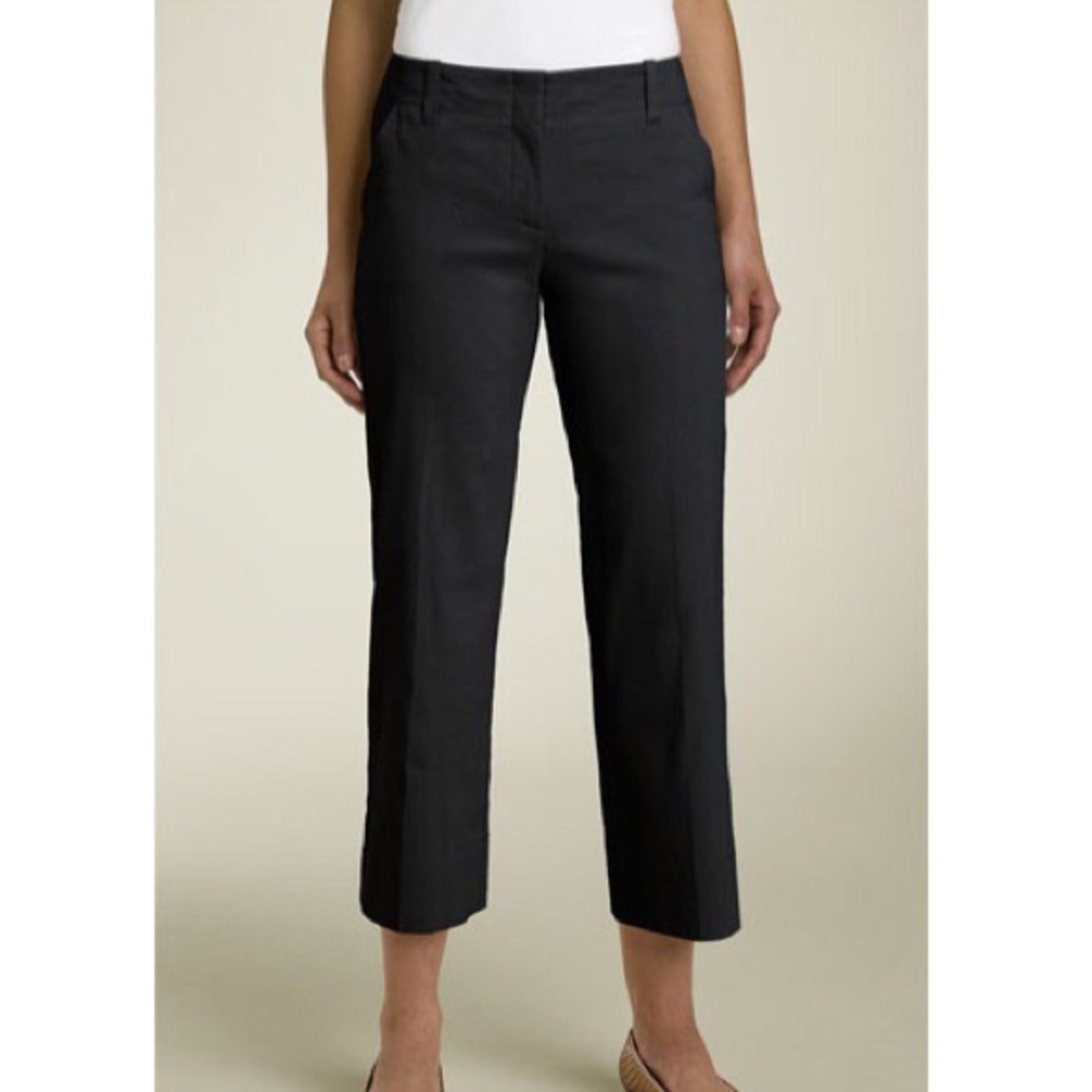 Theory Black Cropped Straight-Leg Pants